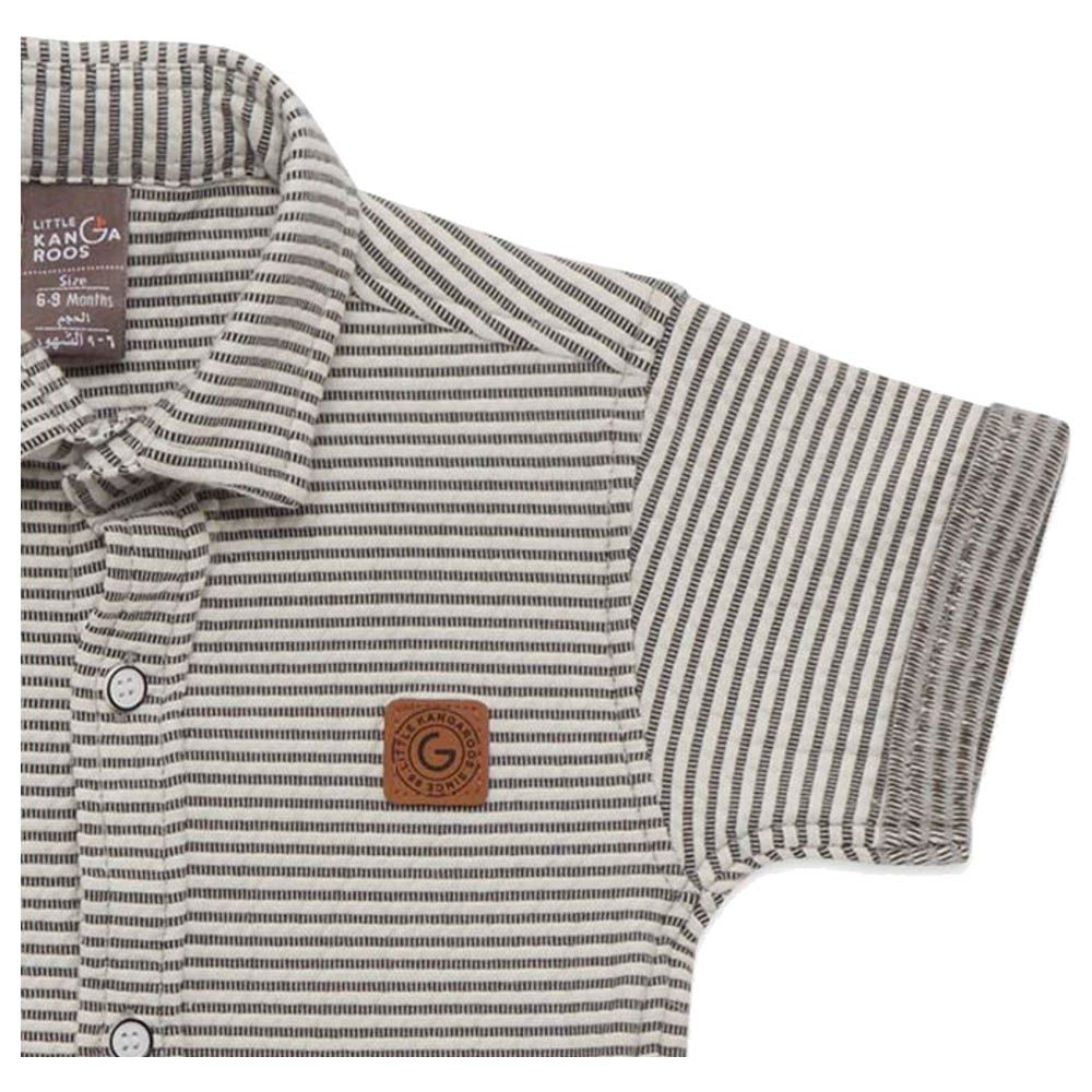 Little Kangaroos - Baby Boy Half Sleeve Striped Shirt - Black/White