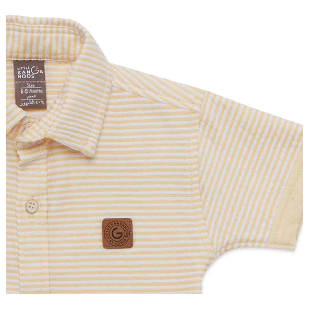 Little Kangaroos - Baby Boy Half Sleeve Striped Shirt - Yellow/White