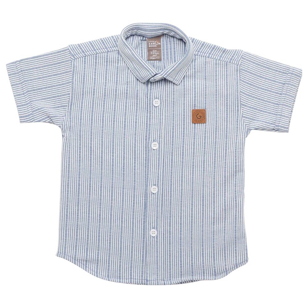 Little Kangaroos - Boy Collar Neck Half Sleeve Shirt - Light Blue