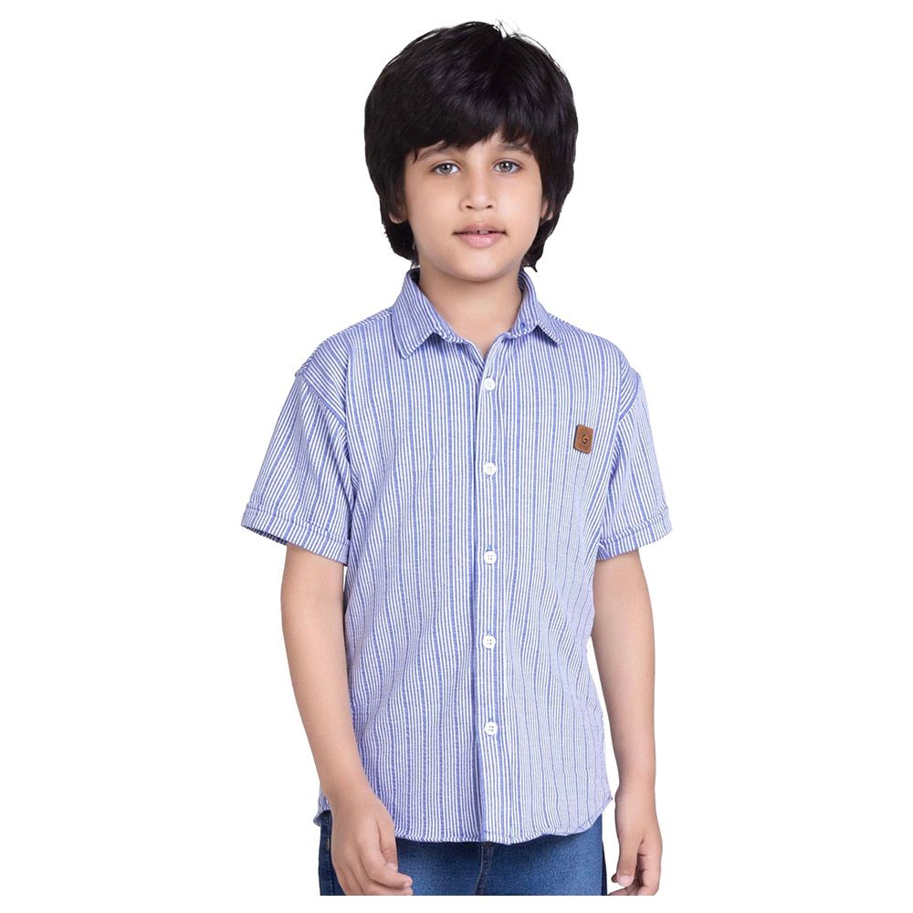 Little Kangaroos - Boy Collar Neck Half Sleeve Shirt - Light Blue