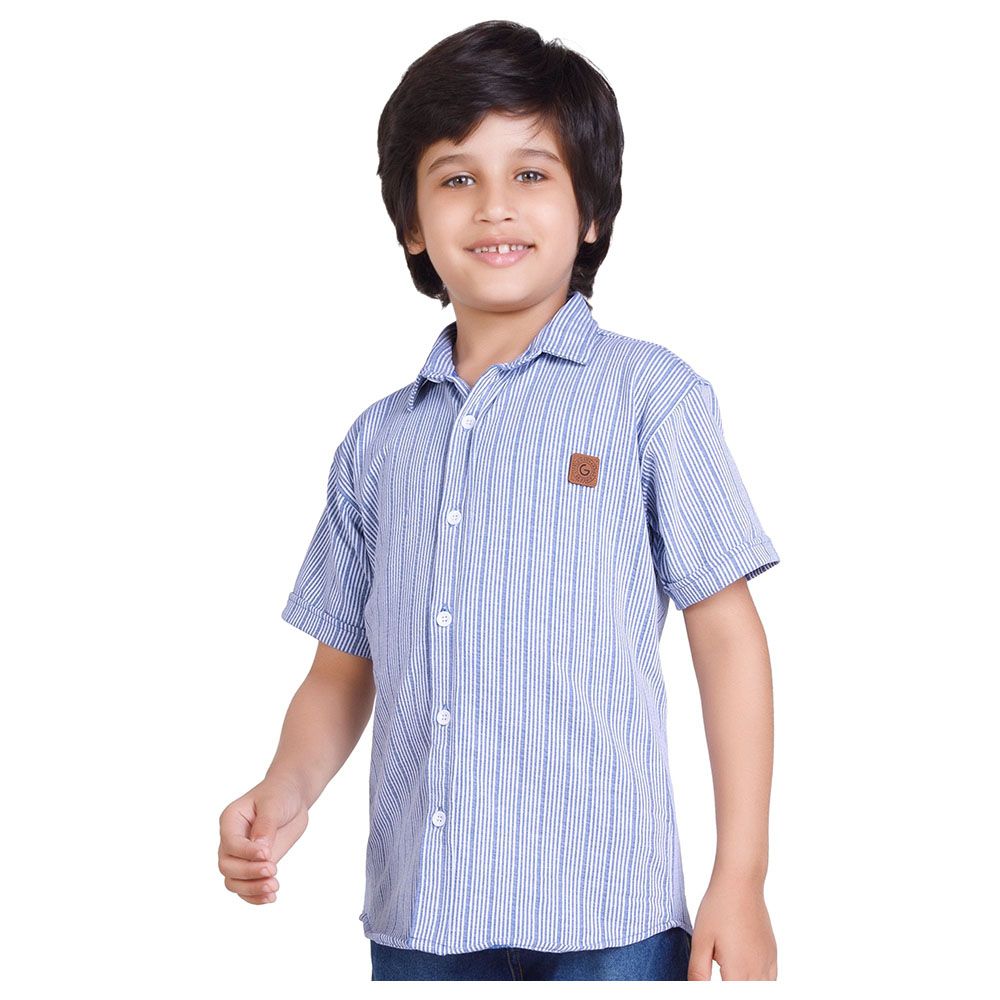 Little Kangaroos - Boy Collar Neck Half Sleeve Shirt - Light Blue