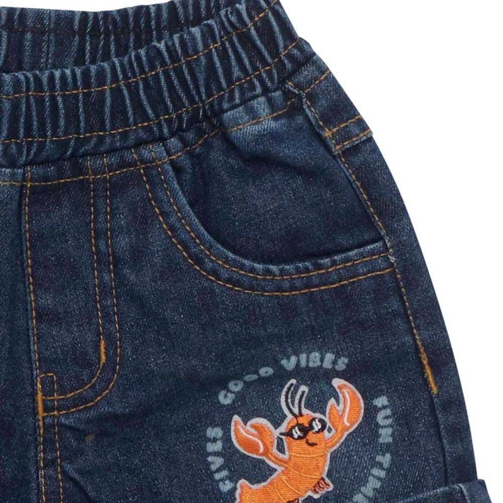 Little Kangaroos - Baby Boy Fully Elasticated Denim Shorts - Dark Blue