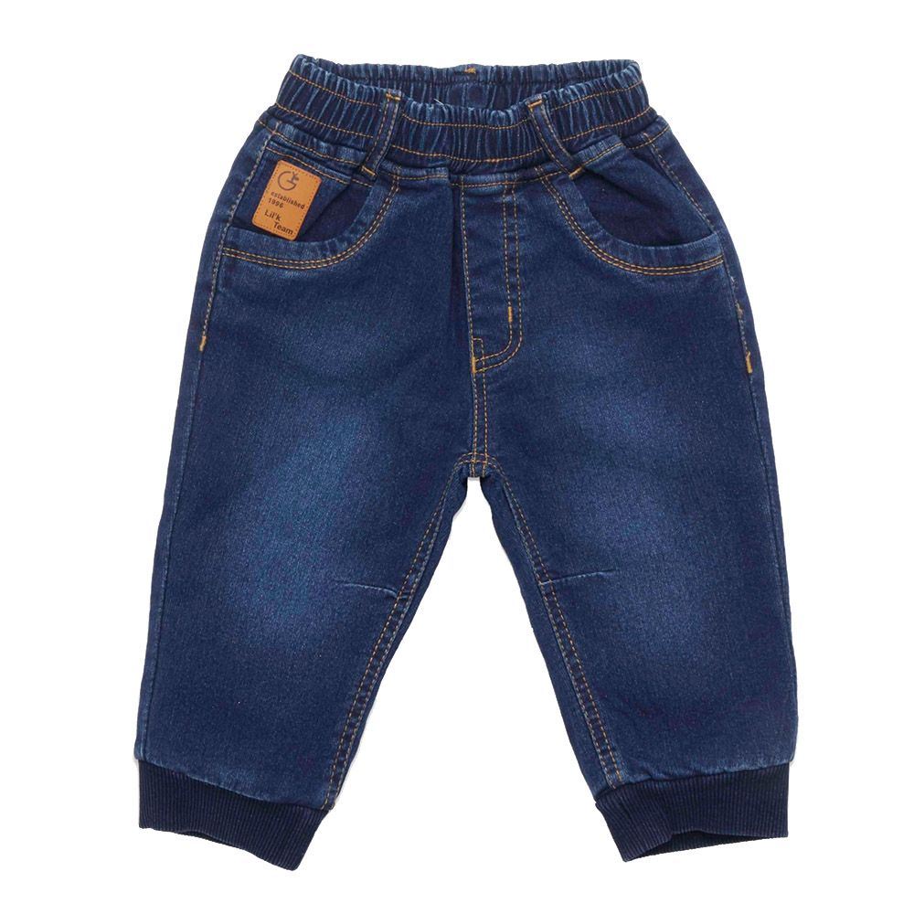 Little Kangaroos - Baby Boy Full Elastic Denim Joggers - Blue Wash