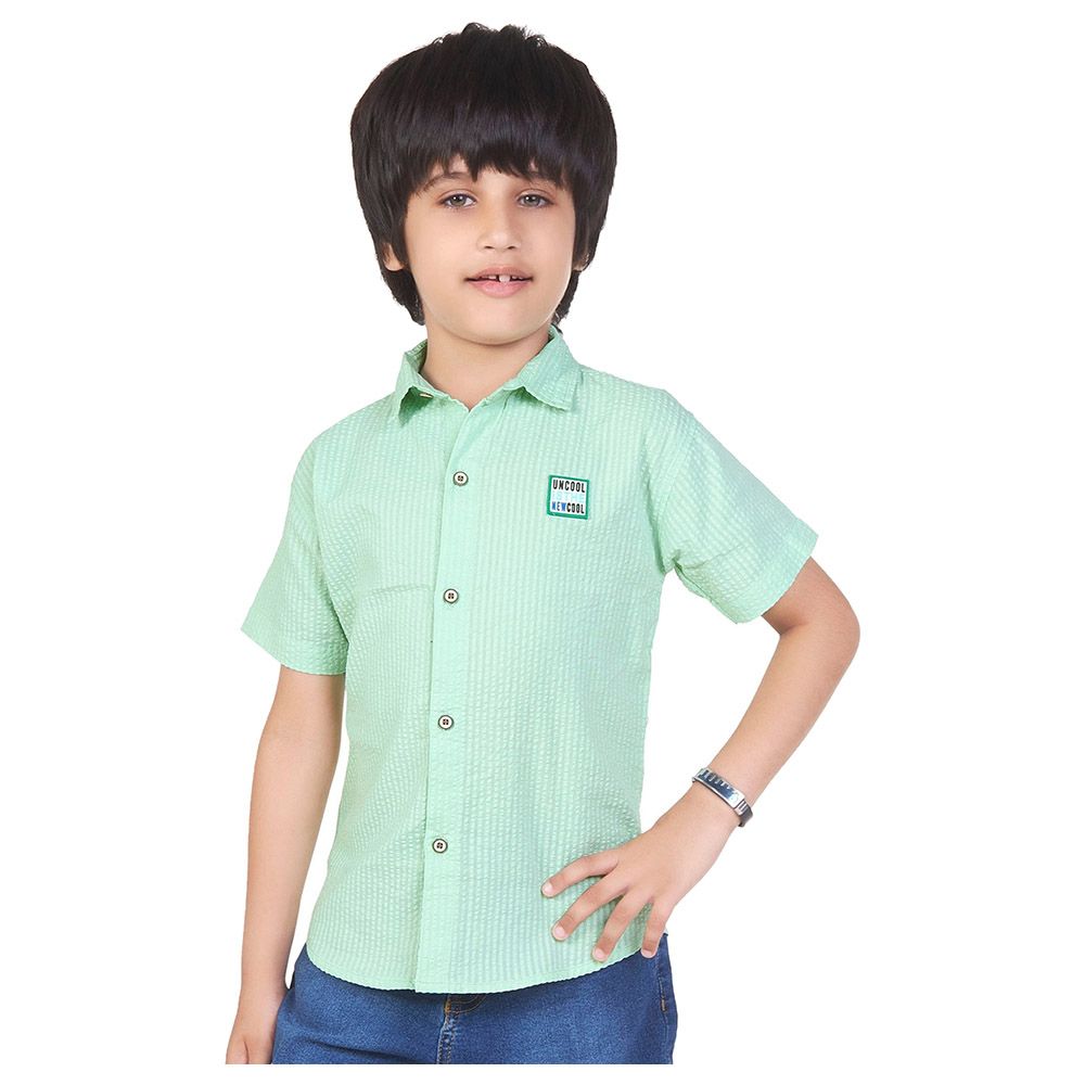 Little Kangaroos - Boy Collar Neck Half Sleeve Shirt - Green