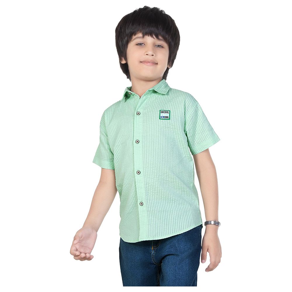 Little Kangaroos - Boy Collar Neck Half Sleeve Shirt - Green