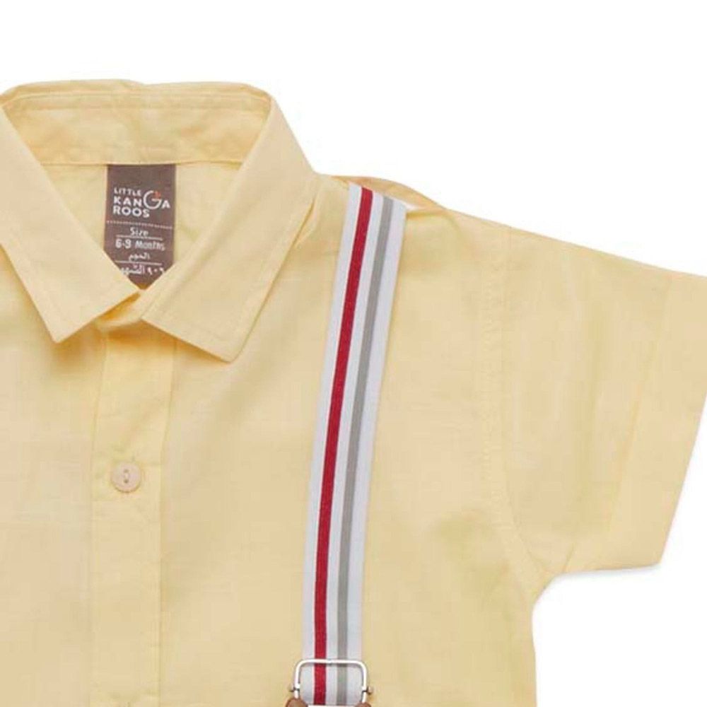 Little Kangaroos - 2pc-Set - Baby Boy Collar Neck Shirt & Shorts - Lemon/Olive