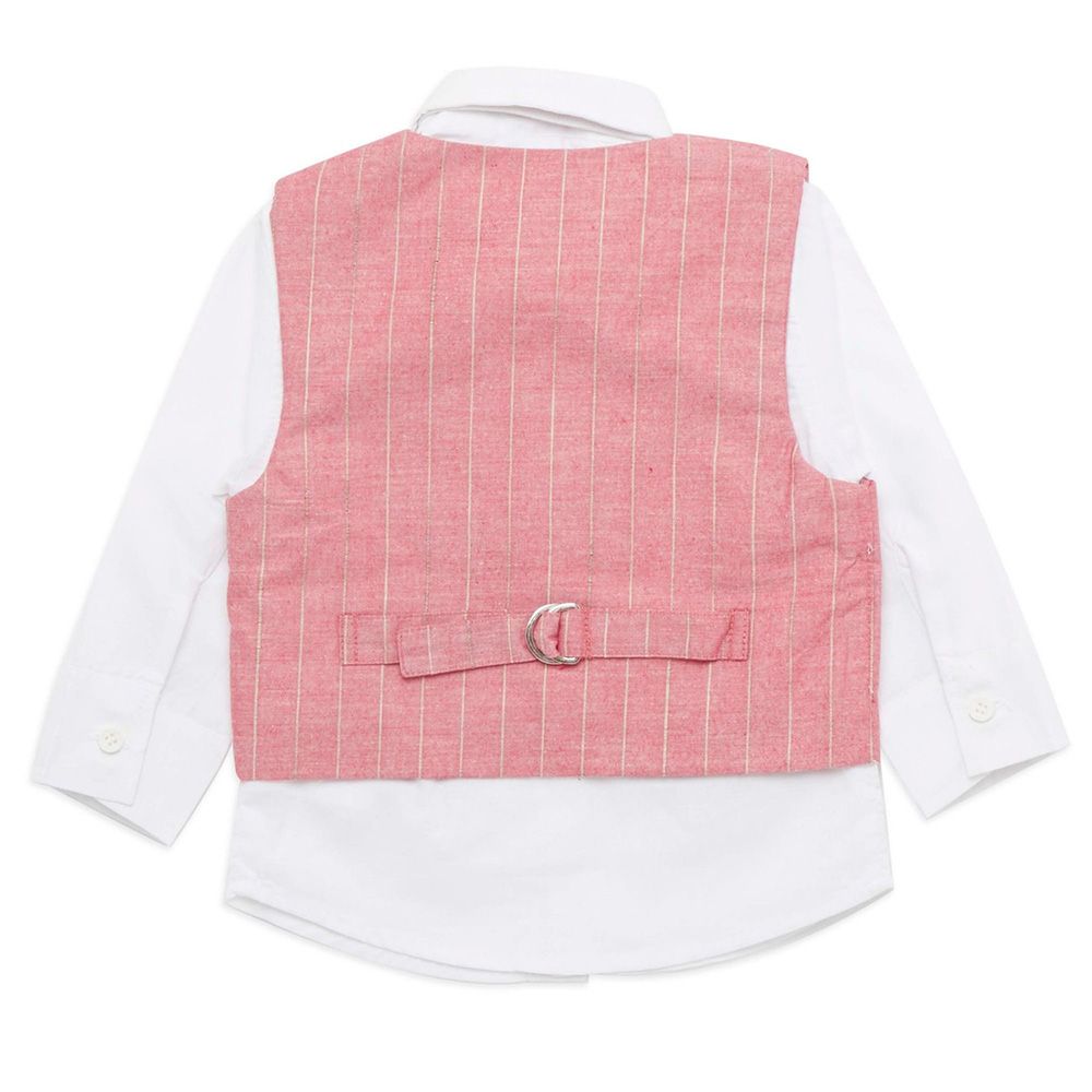 Little Kangaroos - 3pc-Set - Baby Boy Shirt, Waistcoat & Pants - Pink/White