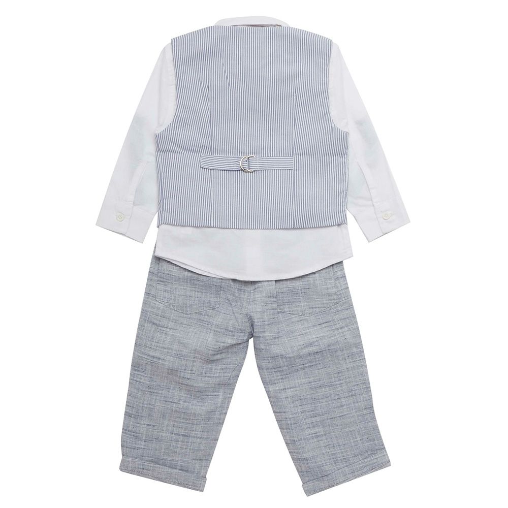 Little Kangaroos - 3pc-Set - Baby Boy Shirt & Waistcoat & Pants - Blue