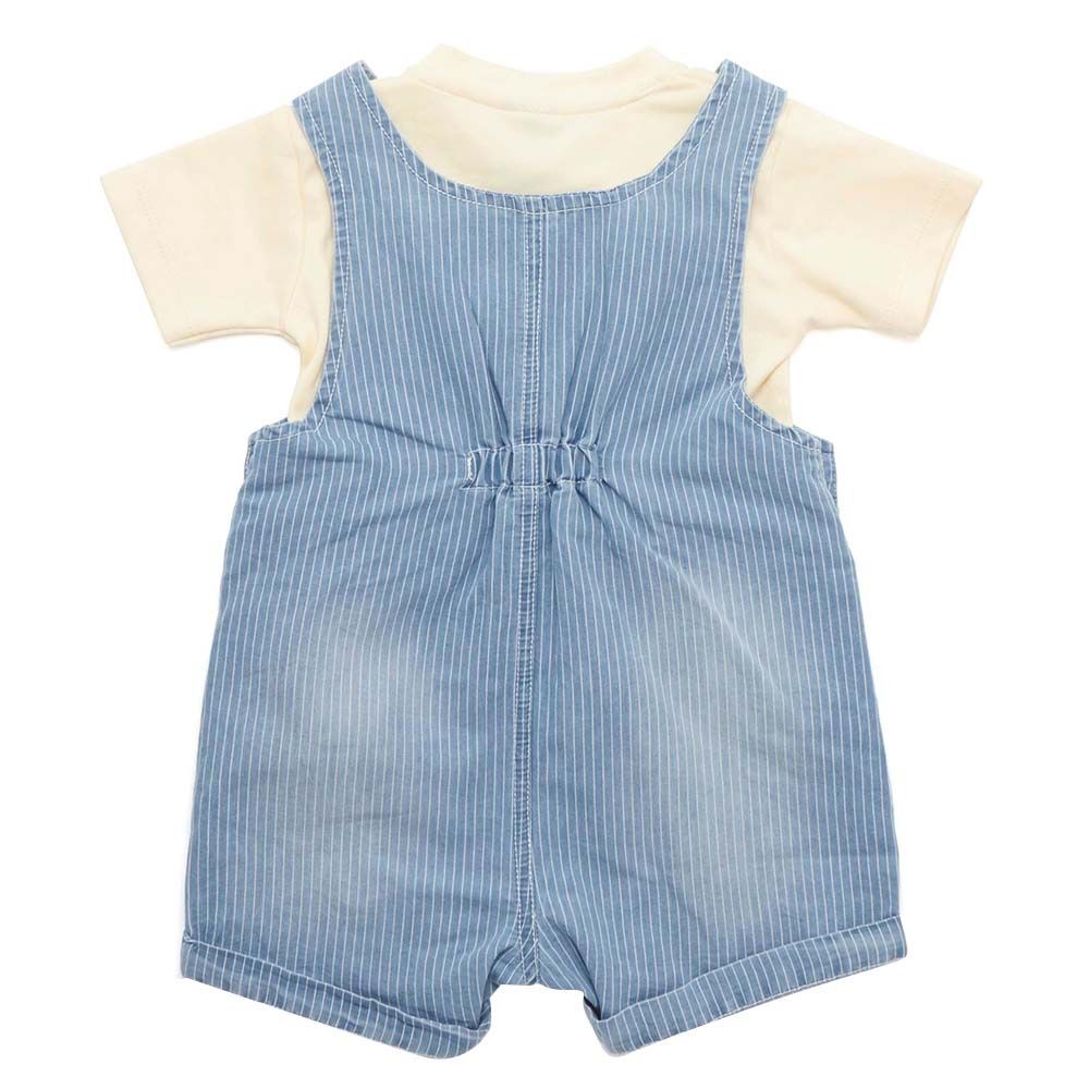 Little Kangaroos - 2pc-Set - Baby Boy T-Shirt & Dungaree - Light Blue/White