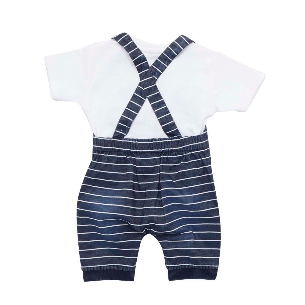 Little Kangaroos - 2pc-Set - Baby Boy T-Shirt & Dungaree - White/Dark Blue