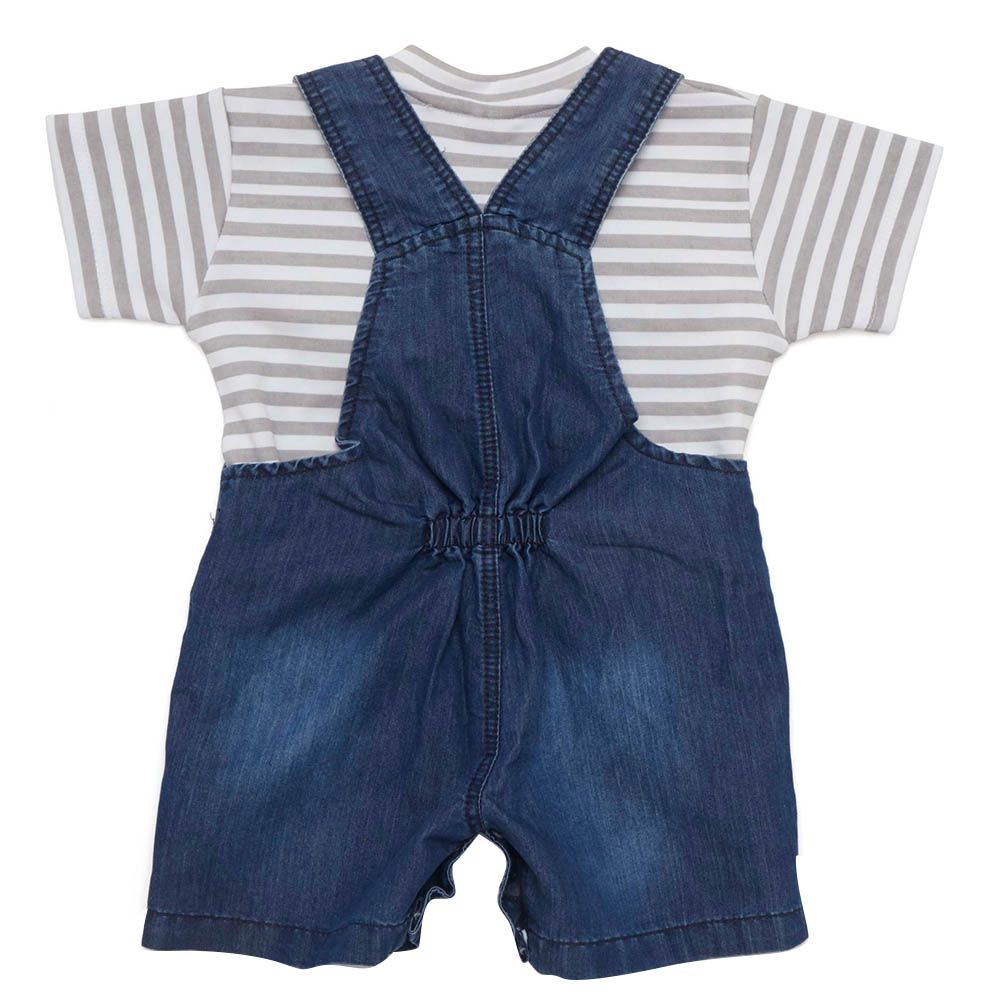 Little Kangaroos - 2pc-Set - Baby Boy T-Shirt & Dungaree - Dark Blue/Grey