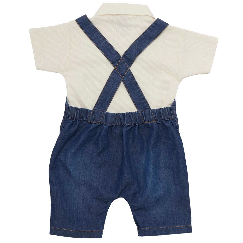 Little Kangaroos - 2pc-Set - Baby Boy T-Shirt & Dungaree - Dark Blue/Cream