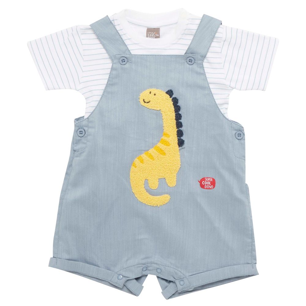 Little Kangaroos - 2pc-Set - Baby Boy Dungaree & T-Shirt - Denim Blue/White