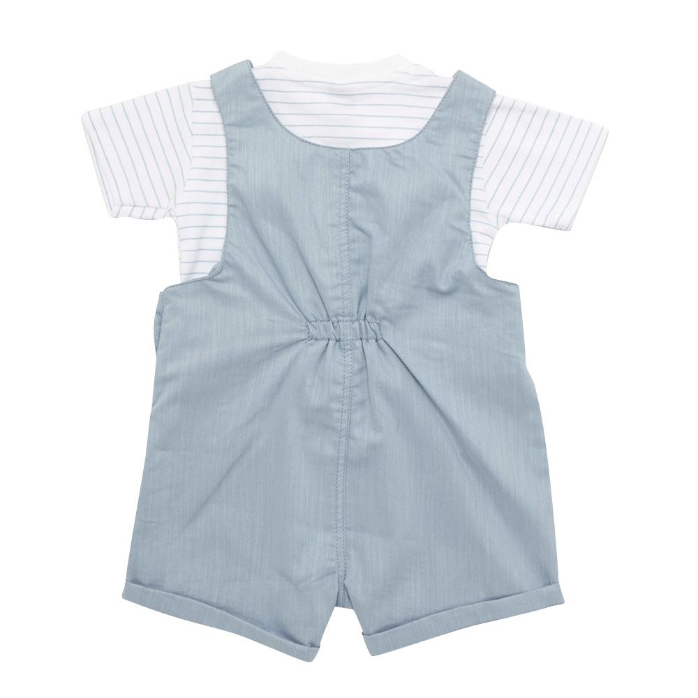 Little Kangaroos - 2pc-Set - Baby Boy Dungaree & T-Shirt - Denim Blue/White