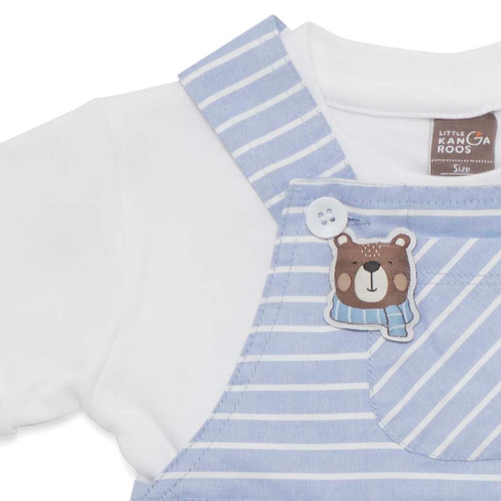 Little Kangaroos - 2pc-Set - Baby Boy T-Shirt & Dungaree - Blue/White