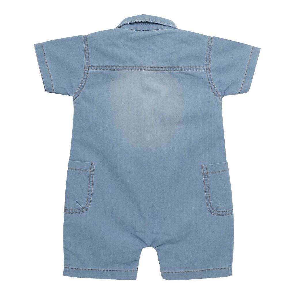 Little Kangaroos - Baby Boy Denim Romper - Light Blue