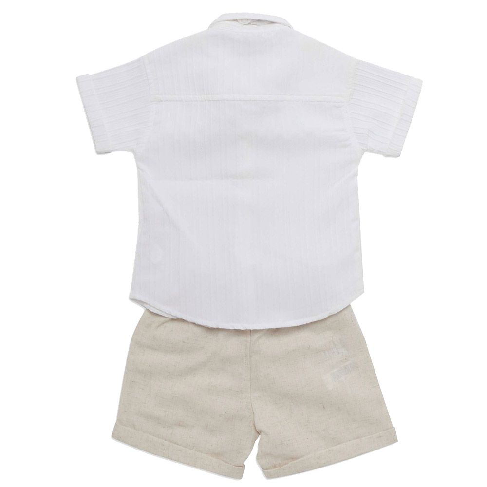 Little Kangaroos - 2pc-Set - Baby Boy Formal Shirt & Shorts - White