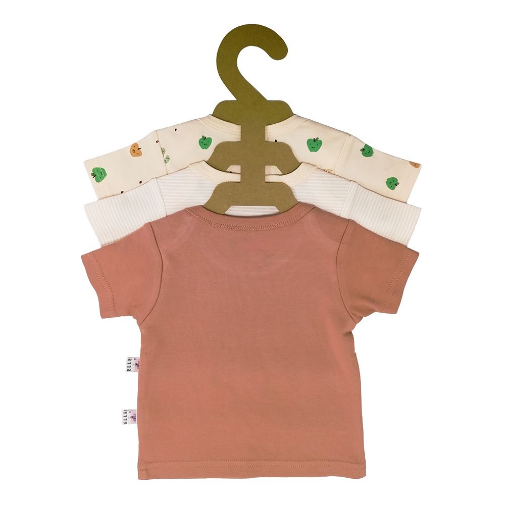 Smart Baby - 3pc-Set - Baby Girl Half Sleeve T-Shirt - Brown