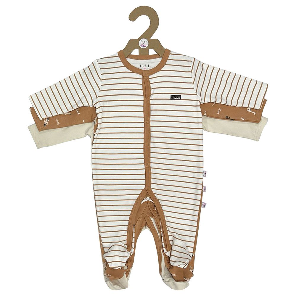 Smart Baby - 3pc-Set - Baby Boy Sleepsuits - Brown/Beige