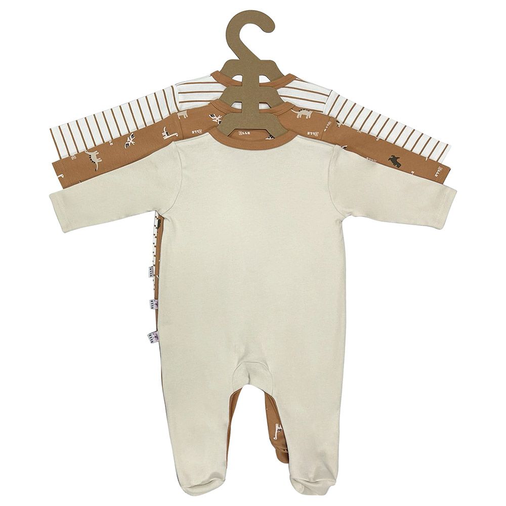 Smart Baby - 3pc-Set - Baby Boy Sleepsuits - Brown/Beige