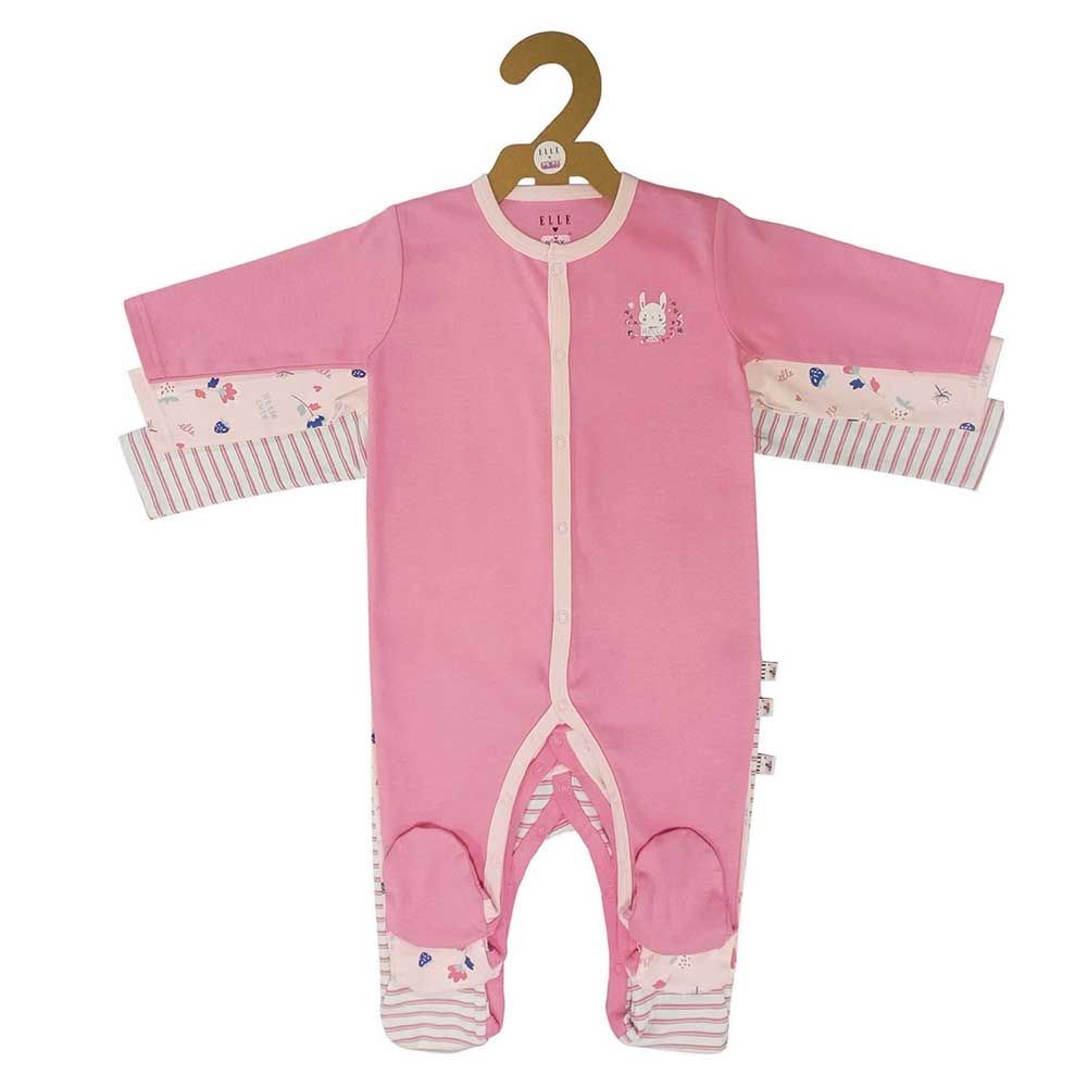 Smart Baby - 3pc-Set - Baby Girl Sleepsuit - Stripes