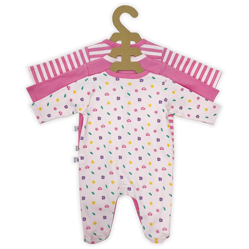 Smart Baby - 3pc-Set - Baby Girl Sleepsuits - Pink/White