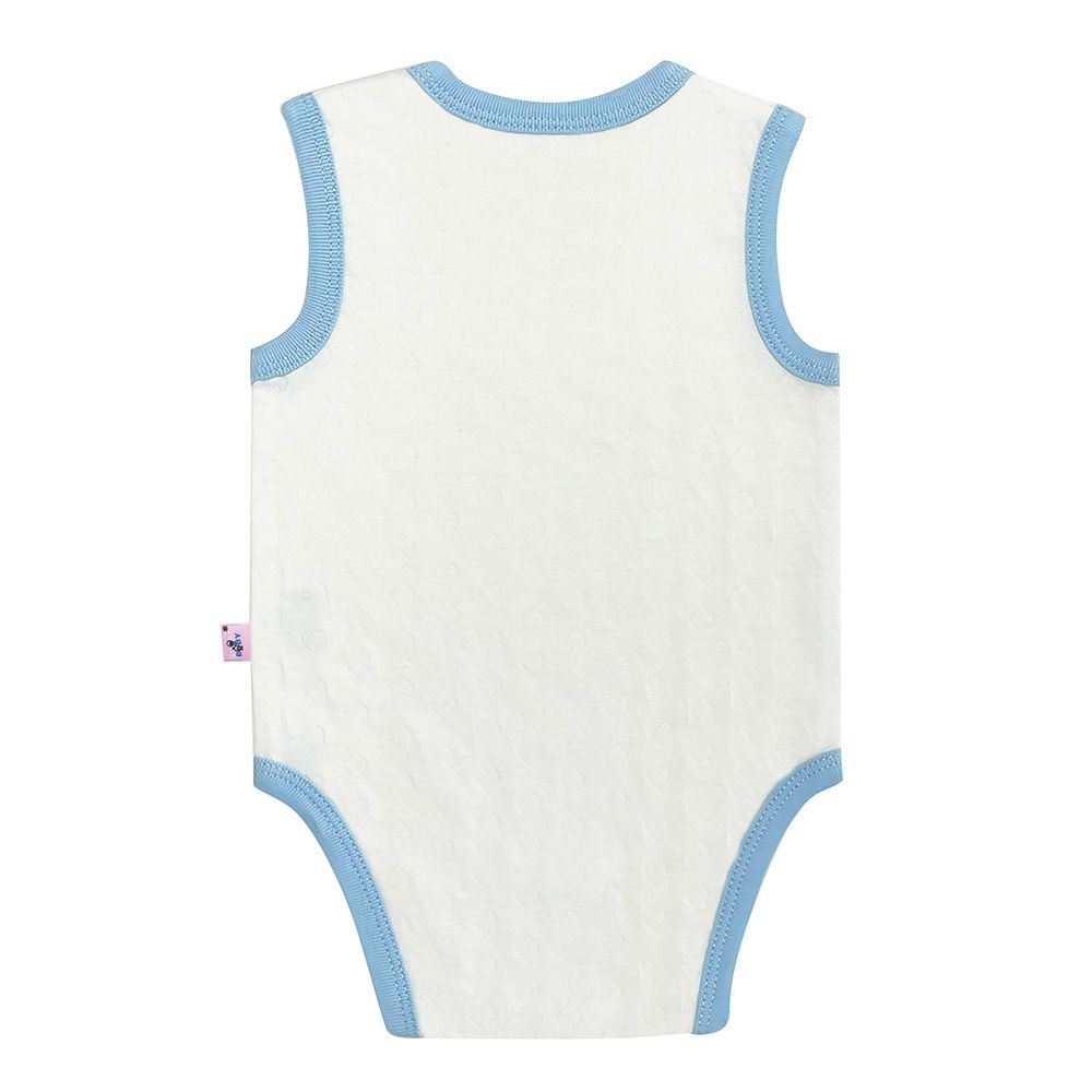 Smart Baby - Baby Boy Sleeveless Eyelet Pattern Bodysuit - Blue