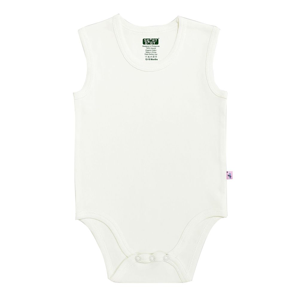 Smart Baby - Baby Boy Organic Sleeveless Bodysuit - White