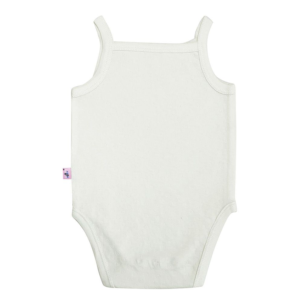 Smart Baby - Baby Girl Sleeveless Eyelet Pattern Bodysuit - White