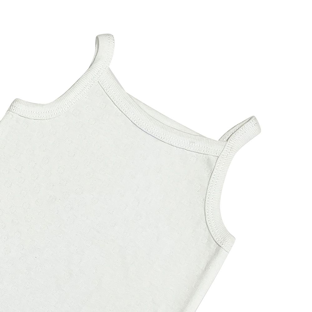 Smart Baby - Baby Girl Sleeveless Eyelet Pattern Bodysuit - White