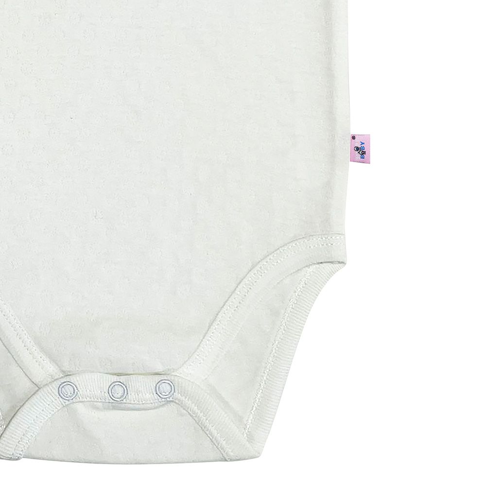 Smart Baby - Baby Girl Sleeveless Eyelet Pattern Bodysuit - White