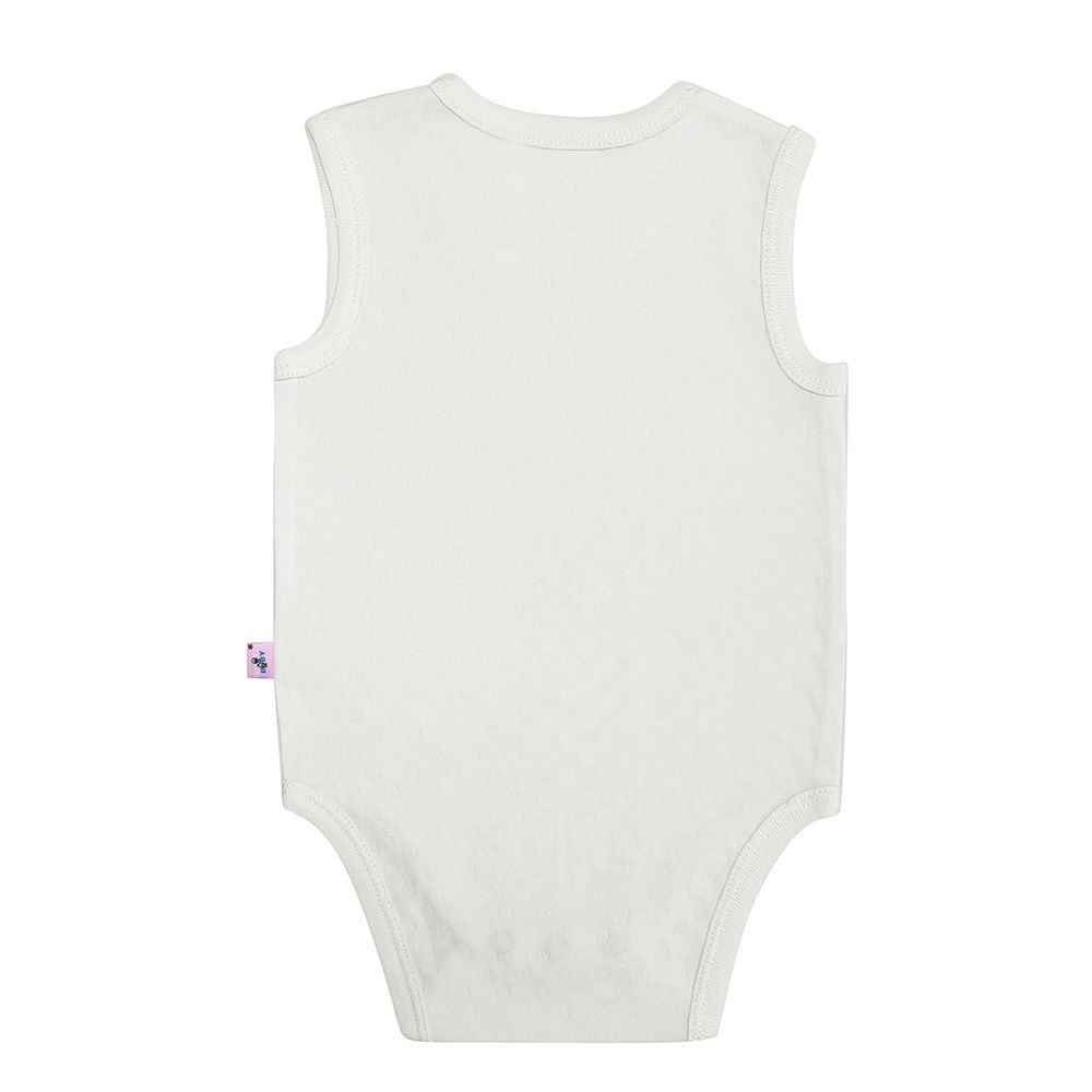 Smart Baby - Baby Boy Sleeveless Eyelet Pattern Bodysuit - White