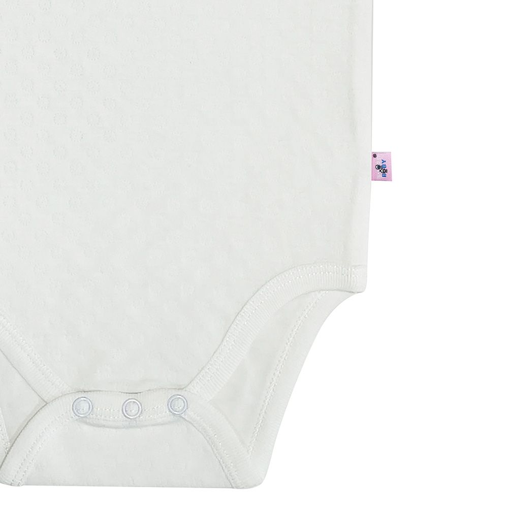 Smart Baby - Baby Boy Sleeveless Eyelet Pattern Bodysuit - White