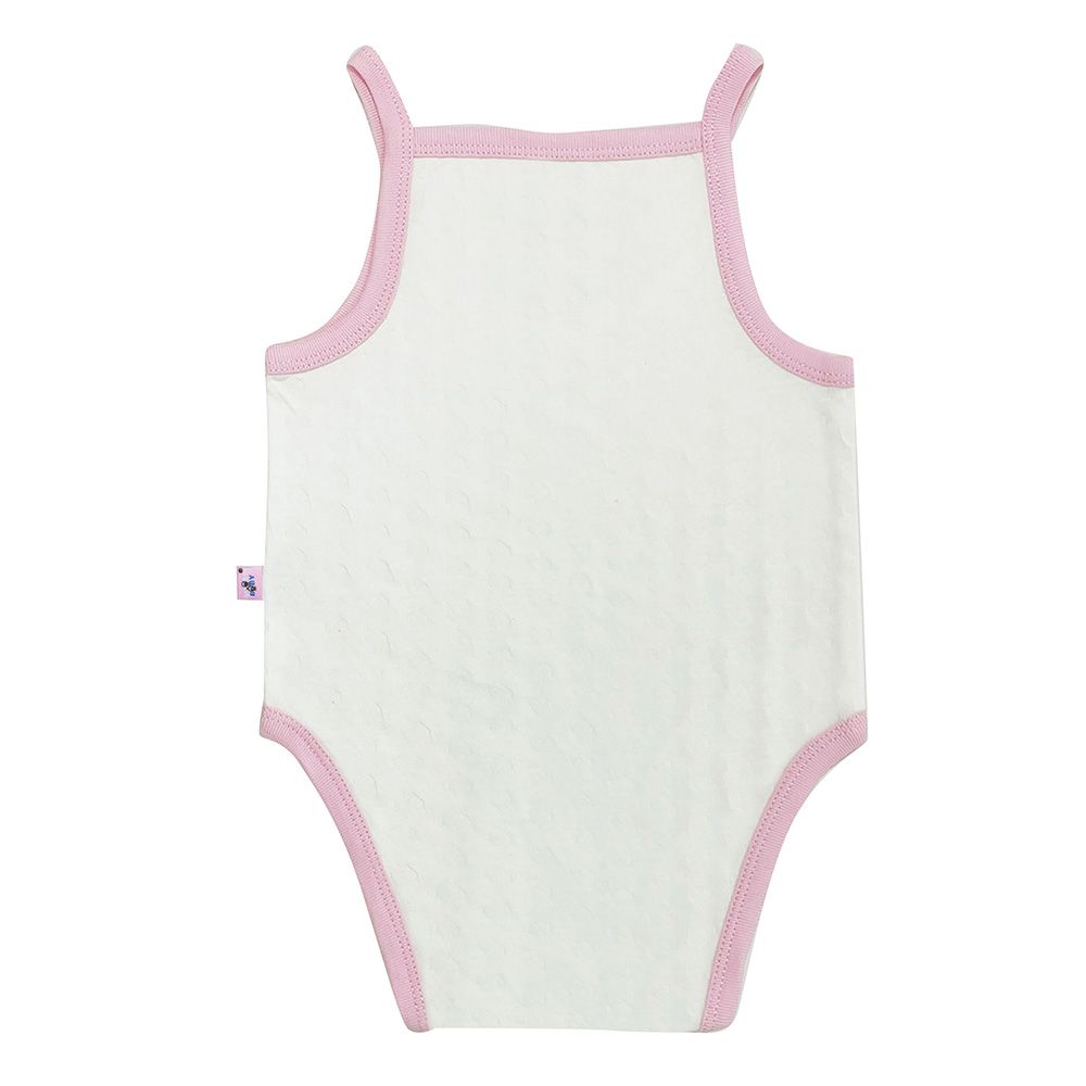 Smart Baby - Baby Girl Sleeveless Eyelet Pattern Bodysuit - Pink