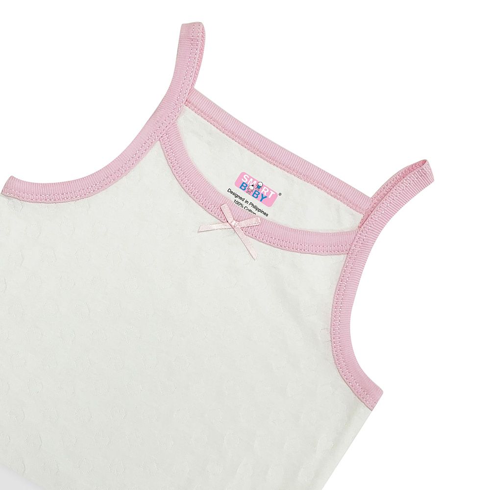 Smart Baby - Baby Girl Sleeveless Eyelet Pattern Bodysuit - Pink