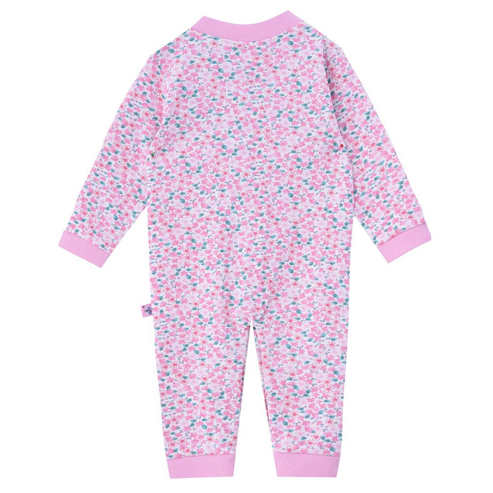 Smart Baby - Baby Girl Openfeet Floral Sleepsuit - Pink