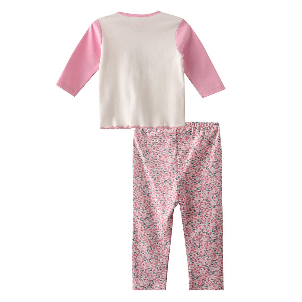 Smart Baby - 2pc-Set - Baby Girl T-Shirt And Pyjama - Pink