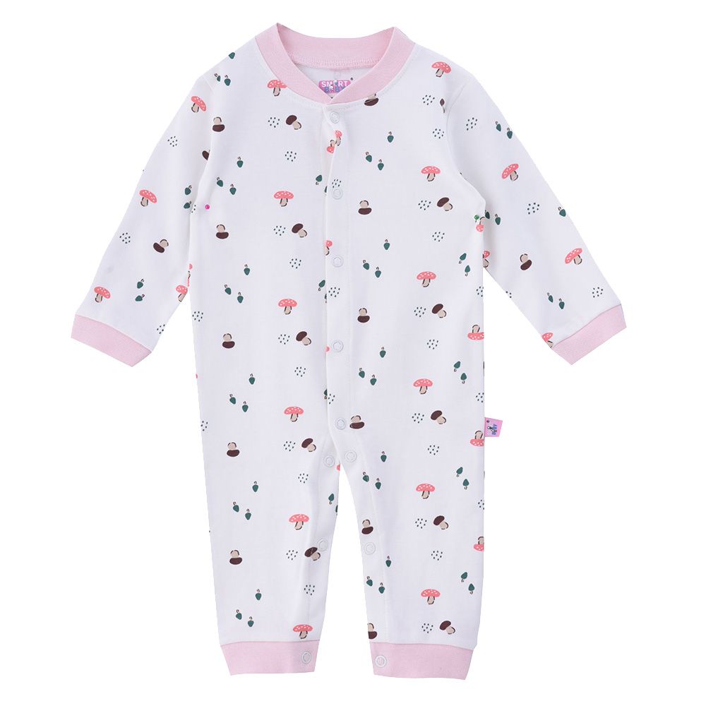 Smart Baby - Baby Girl Printed Openfeet Sleepsuit - White