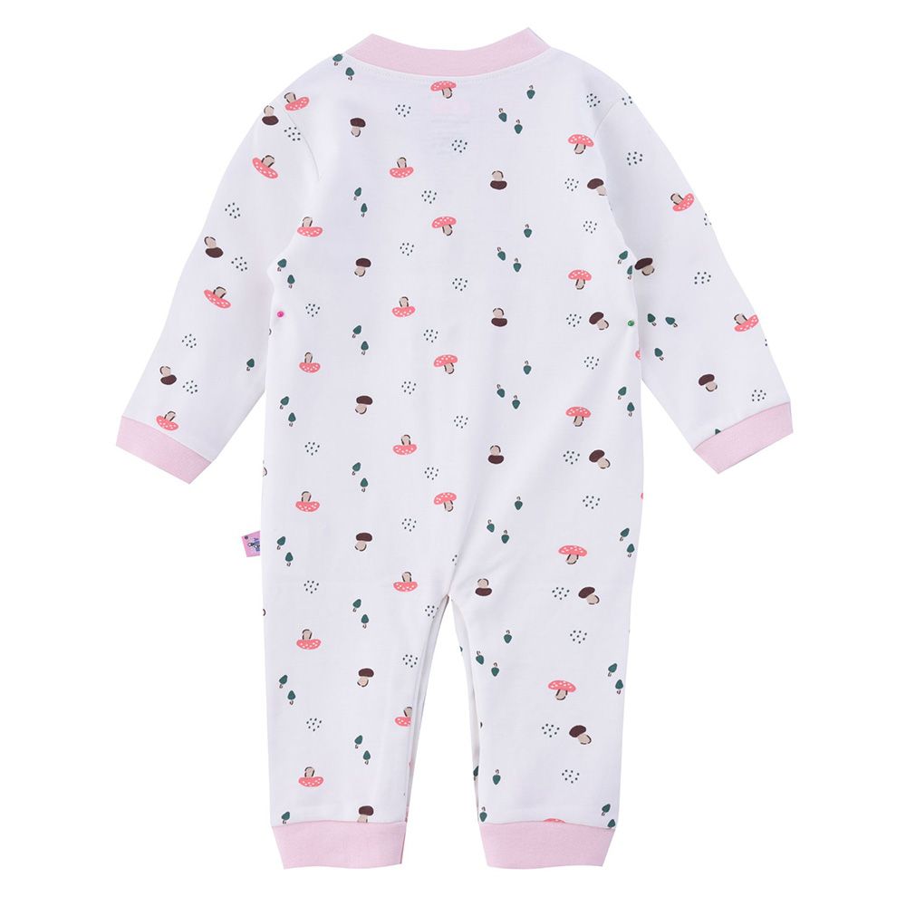 Smart Baby - Baby Girl Printed Openfeet Sleepsuit - White