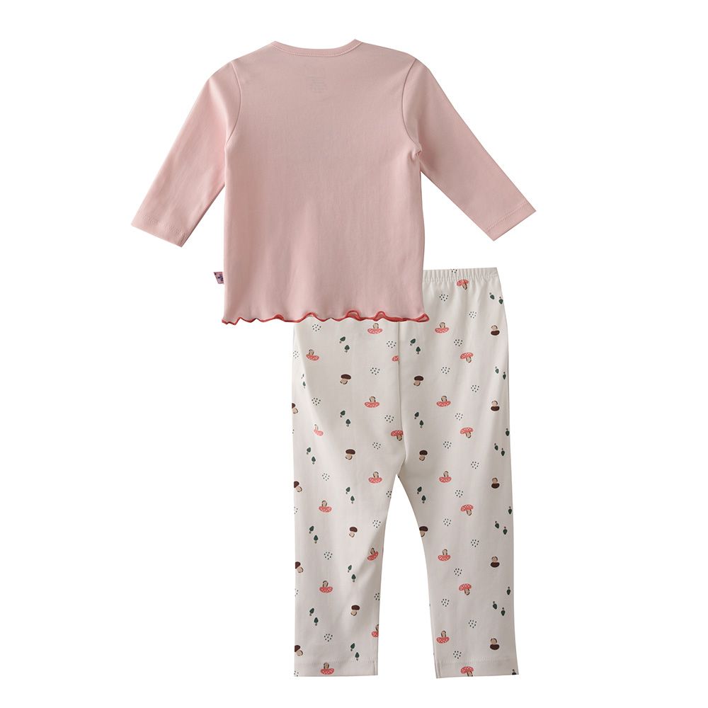 Smart Baby - 2pc-Set - Baby Girl Long Sleeves T-Shirt And Pyjama - Pink