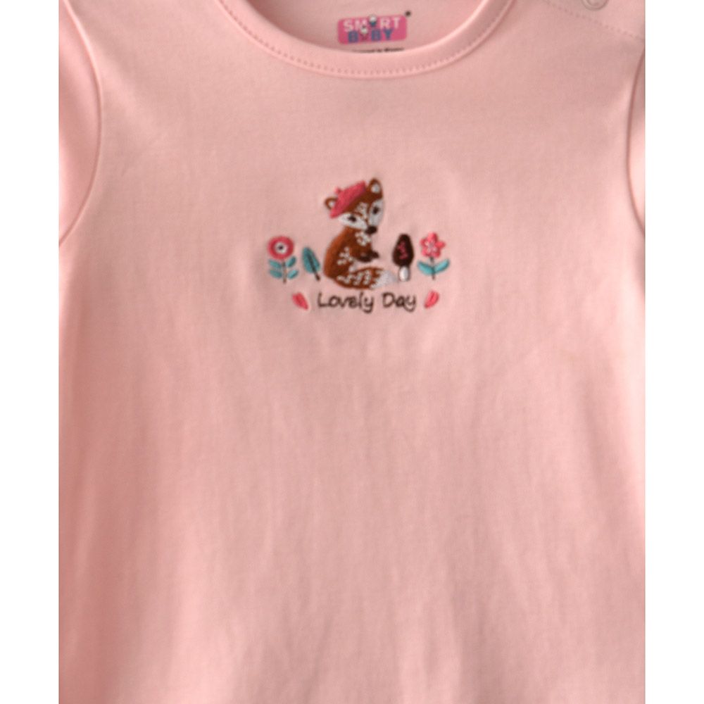 Smart Baby - 2pc-Set - Baby Girl Long Sleeves T-Shirt And Pyjama - Pink