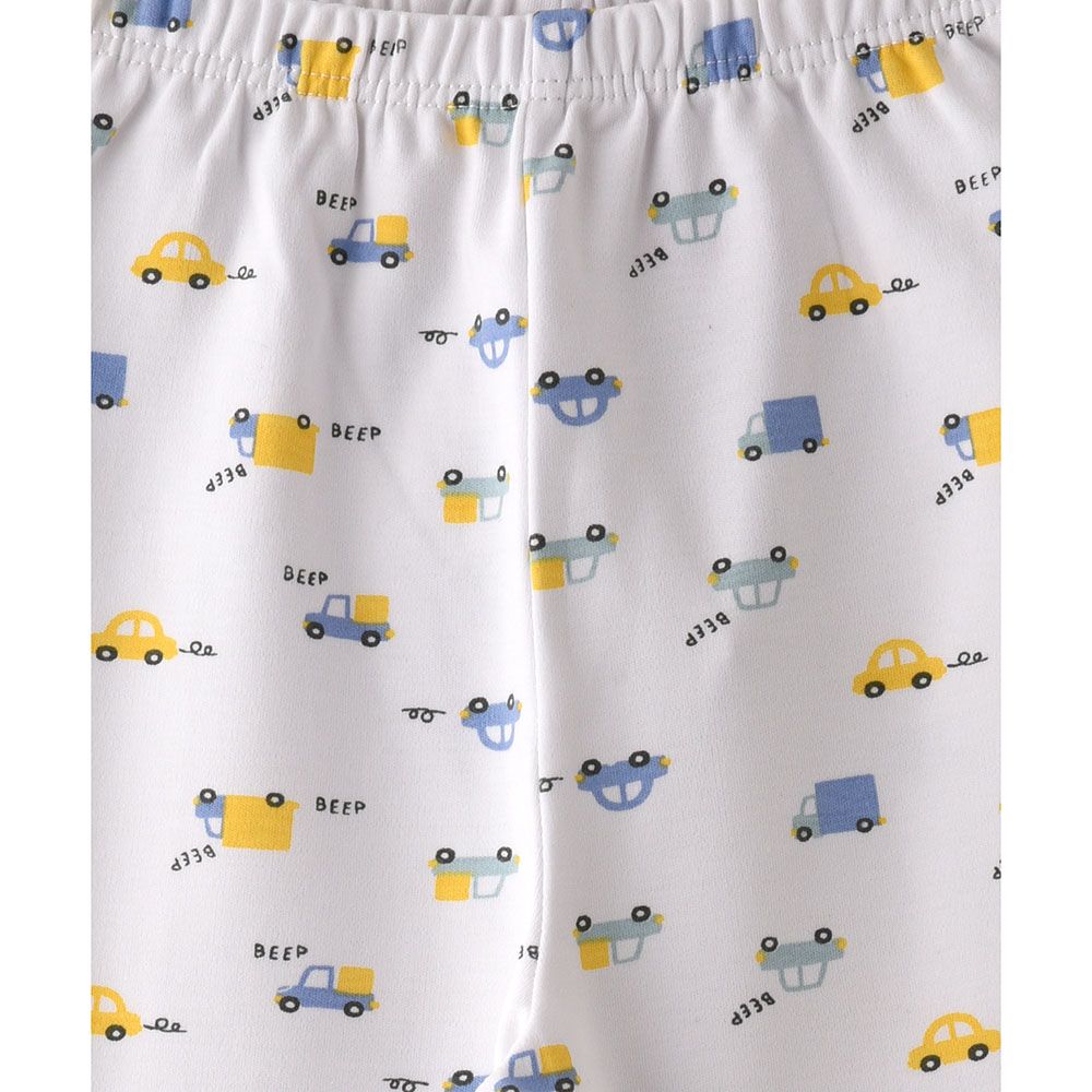 Smart Baby - Baby Boy Vehicle Printed Pyjama - White