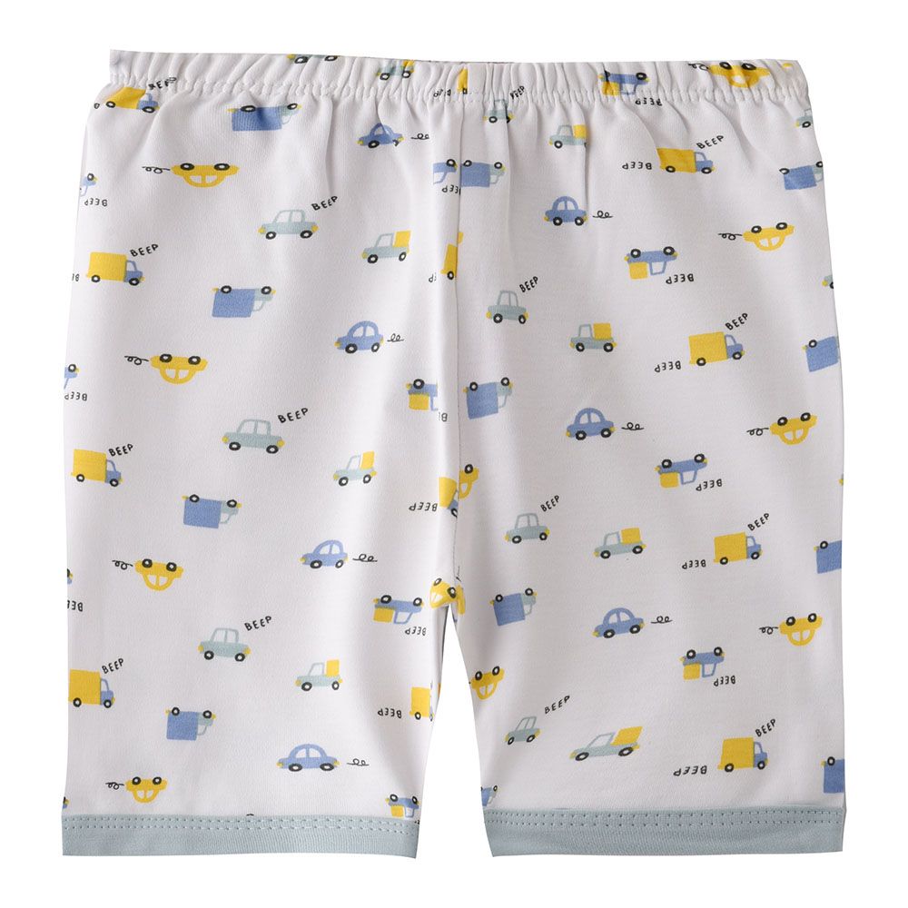 Smart Baby - Baby Boy Vehicle Printed Shorts - White