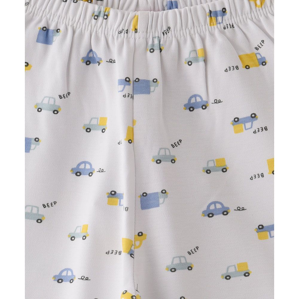 Smart Baby - Baby Boy Vehicle Printed Shorts - White