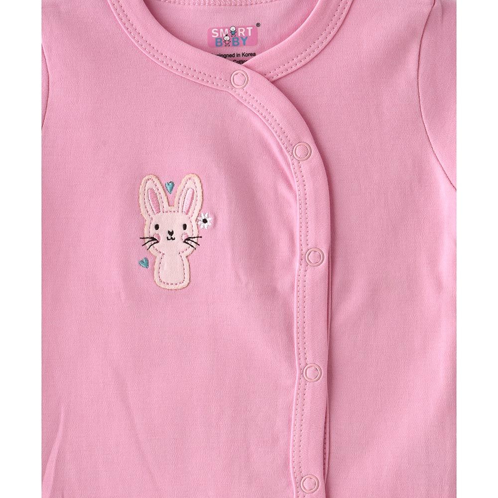 Smart Baby - Baby Girl Half Sleeve Front Open Top - Pink