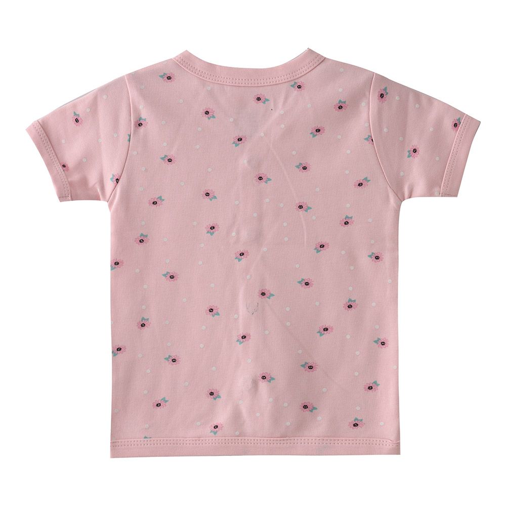 Smart Baby - Baby Girl Half Sleeve Front Open Top - Light Pink