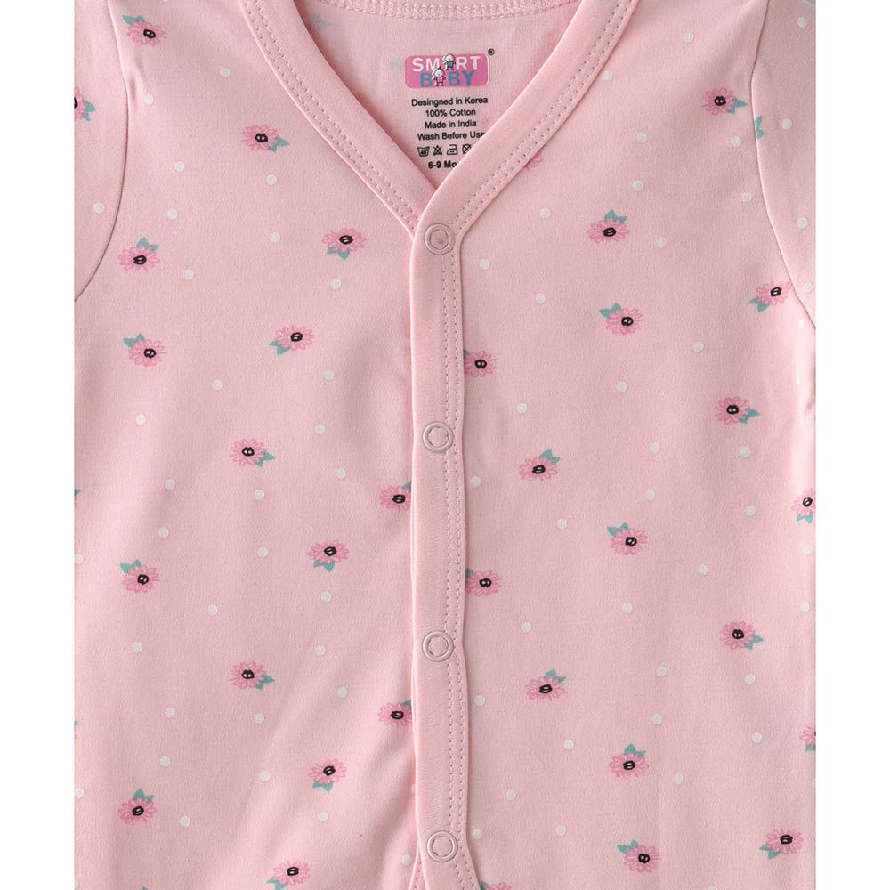 Smart Baby - Baby Girl Half Sleeve Front Open Top - Light Pink