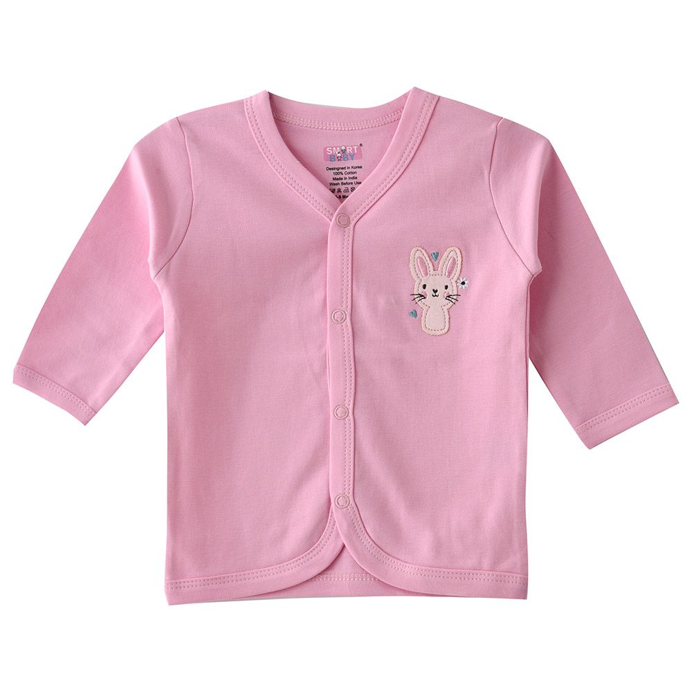 Smart Baby - Baby Girl Full Sleeve Front Open Top - Pink