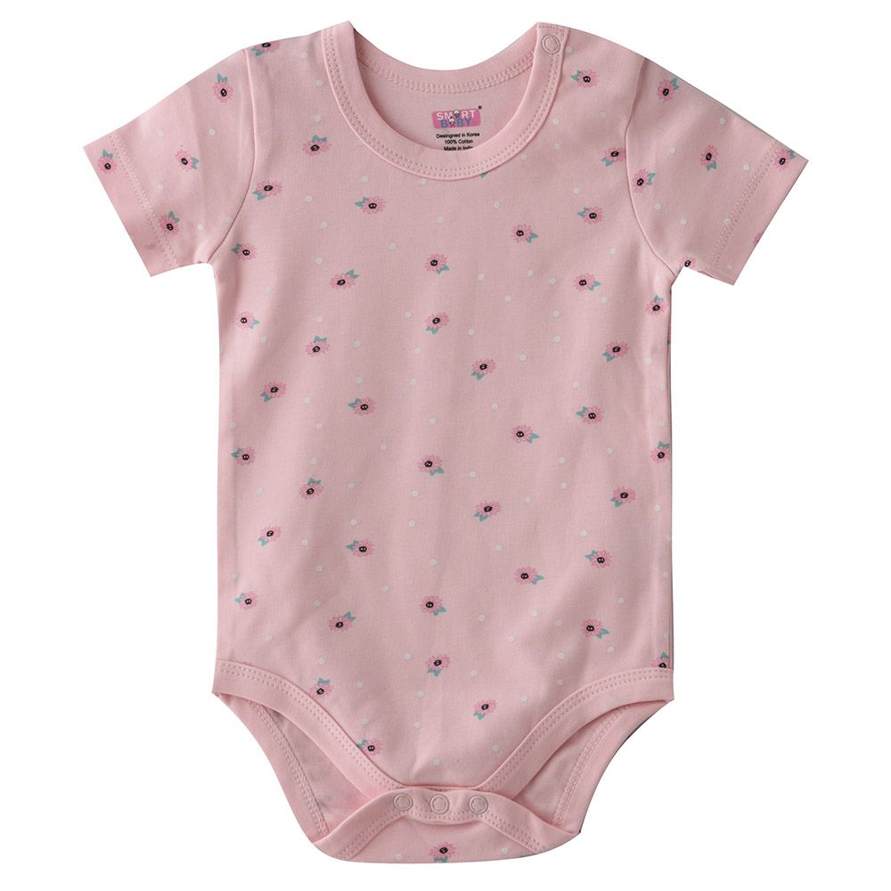 Smart Baby - Baby Girl Half Sleeve Bodysuit - Light Pink