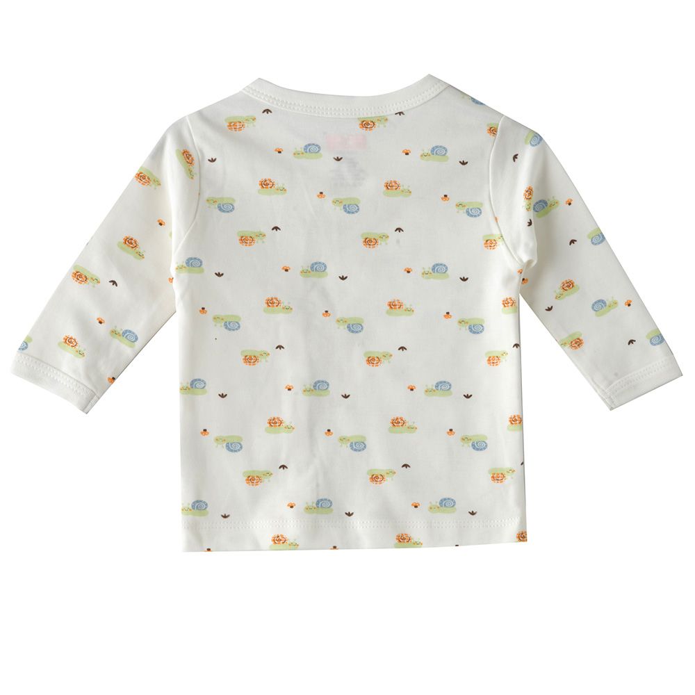 Smart Baby - Baby Boy Printed Long Sleeve Front Open Top - White